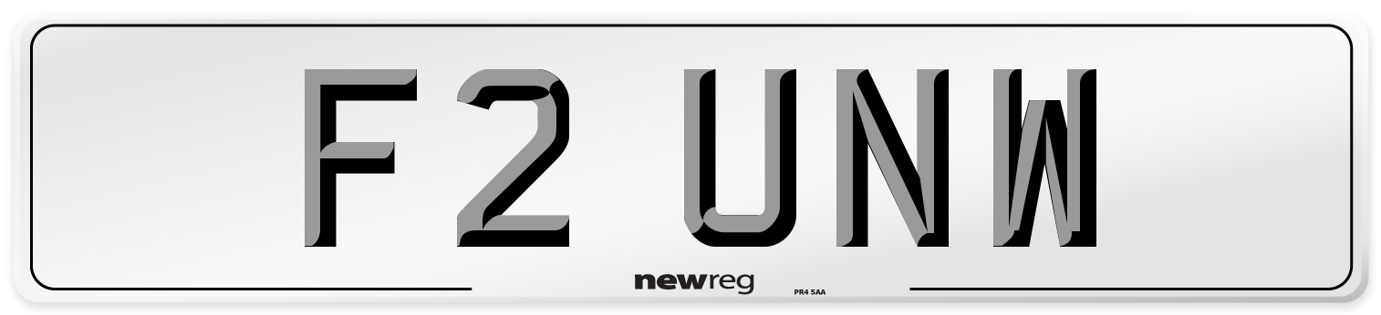 F2 UNW Number Plate from New Reg